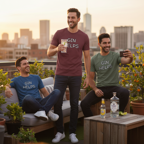 Gin Helps Men's T-Shirt Marketing Photo