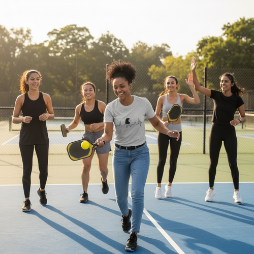 Heartbeat Pickleball T-Shirt Marketing Photo