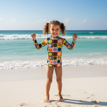 Load image into Gallery viewer, Kids Rash Guard Circles - Front View 2
