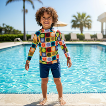Load image into Gallery viewer, Kids Rash Guard Circles - Front View 3
