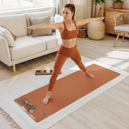 Longhorn Yoga Mat with Design on One Side