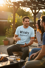 Load image into Gallery viewer, Man outdoors wearing Whisky Made Me Do It shirt
