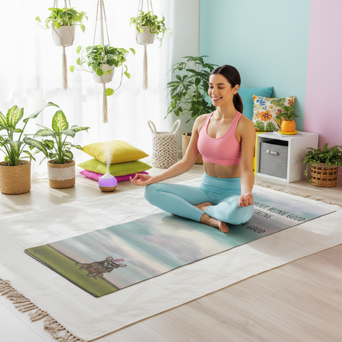 Party Dog Yoga Mat Marketing Photo