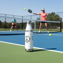 Load image into Gallery viewer, Peace Love &amp; Pickleball Water Bottle Marketing Photo
