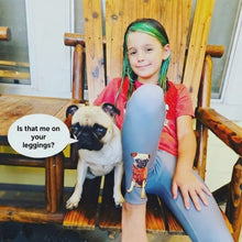 Load and play video in Gallery viewer, Girls Leggings - Pug Dog Print Grey (Sizes 8-20)
