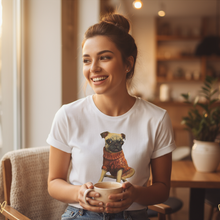 Load image into Gallery viewer, Pug Dog T-Shirt Whimsy Fit Soft T-shirt with Cute pug painting print
