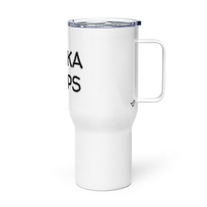 "Vodka Helps" Travel Mug with Handle - Whimsy Fit Workout Wear