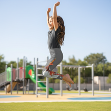 Load image into Gallery viewer, Whimsy Fit Dexter Grey Little Leggings Side View
