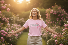 Load image into Gallery viewer, Woman outdoors in I Won t-shirt
