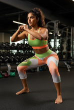 Load image into Gallery viewer, Woman strength training in Corgi Zig Zag capri leggings
