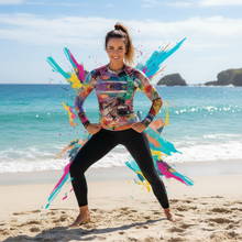 Load image into Gallery viewer, Women's Rash Guard Calm Down Whimsy Fit UPF 50+ Abstract Long Sleeve Swim Shirt
