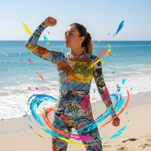 Load image into Gallery viewer, Women's Rash Guard Just Go Whimsy Fit UPF 50+ Long Sleeve Swim Shirt
