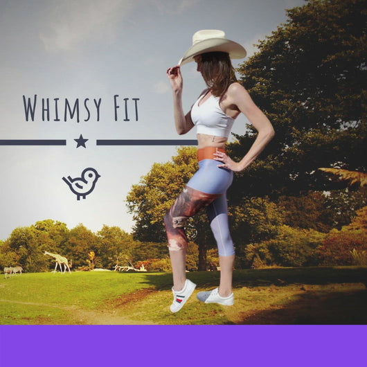 Whimsy Fit "2 Horns" Yoga Leggings with Navy Waistband