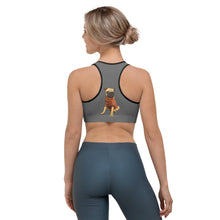 Load image into Gallery viewer, Whimsy Fit Grey Sports bra with Pug
