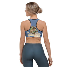 Load image into Gallery viewer, Whimsy Fit Blue &quot;Papillon&quot; Sports Bra &quot;Going Home&quot;
