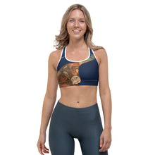 Load image into Gallery viewer, &quot;Horns&quot; Navy Racerback Sports Bra - Whimsy Fit Workout Wear
