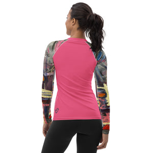 Whimsy Fit Rash Guard Crazy Town Hot Pink