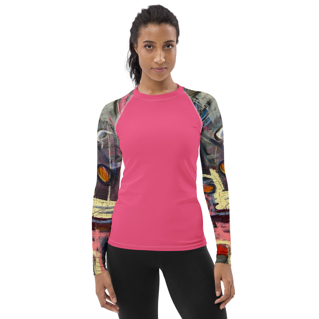 Whimsy Fit Rash Guard Crazy Town Hot Pink