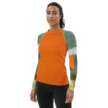 Load image into Gallery viewer, Whimsy Fit Orange Rash Guard with &quot;Sink or Swim&quot; Sleeves
