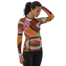 Load image into Gallery viewer, Whimsy Fit Rash Guard Swim shirt with Sun Protectin for surfing and water sports
