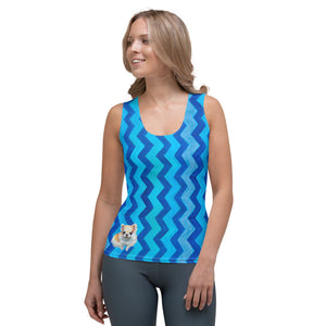Whimsy FIt "Zig Zag" Tank Top with Pomeranian - Whimsy Fit Workout Wear