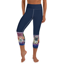 Load image into Gallery viewer, Whimsy Fit Navy &quot;Salon  Dogs&quot; Yoga Capri Leggings

