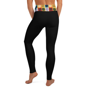 "Circles" Waistband on Black Yoga Leggings - Whimsy Fit Workout Wear