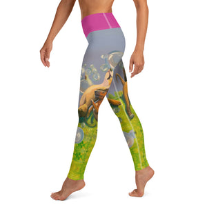 "Bubbles" Yoga Leggings with Staffordshire Bull Terriers - Whimsy Fit Workout Wear