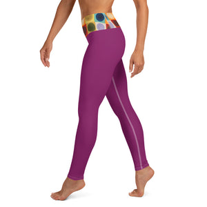 "Circles" Waistband on Purple Yoga Leggings - Whimsy Fit Workout Wear