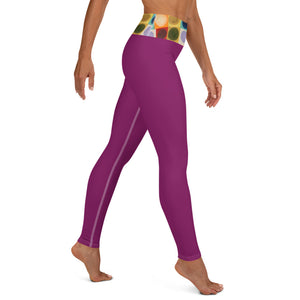 "Circles" Waistband on Purple Yoga Leggings - Whimsy Fit Workout Wear
