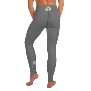 "Mutts in Chairs" Grey Yoga Leggings - Whimsy Fit Workout Wear