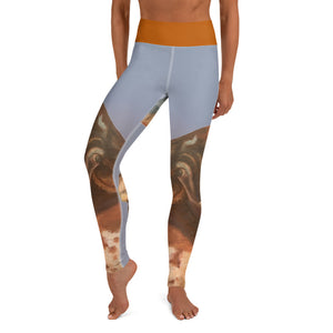 Whimsy Fit "2 Horns" Yoga Leggings with Burnt Orange Waistband - Whimsy Fit Workout Wear