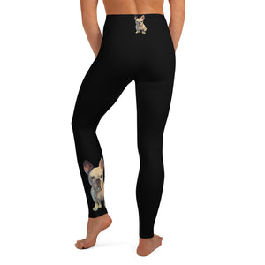 Whimsy Fit Black Yoga Leggings with White French Bulldog - Whimsy Fit