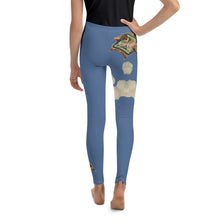 Load image into Gallery viewer, Whimsy Fit Blue Girls Papillon Leggings &quot;Going Home&quot;
