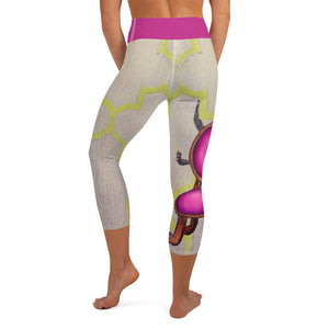 "Don't Tip" Yoga Capri Leggings with Mutt  - Whimsy Fit Workout Wear