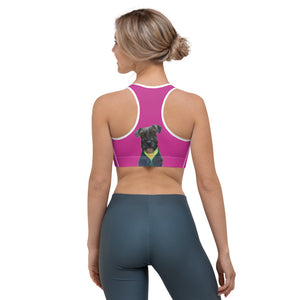 Hot Pink Sports bra with Schnauzer - Whimsy Fit Workout Wear