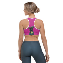 Load image into Gallery viewer, Pink Clouds Sports bra with Schnauzer - Whimsy Fit Workout Wear
